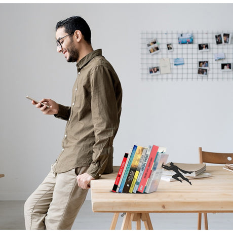 Superhero Bookend Figurines Metal Bookshelf Decor Desktop Ornament Office Desktop Accessories Bookshelf Home Decoration