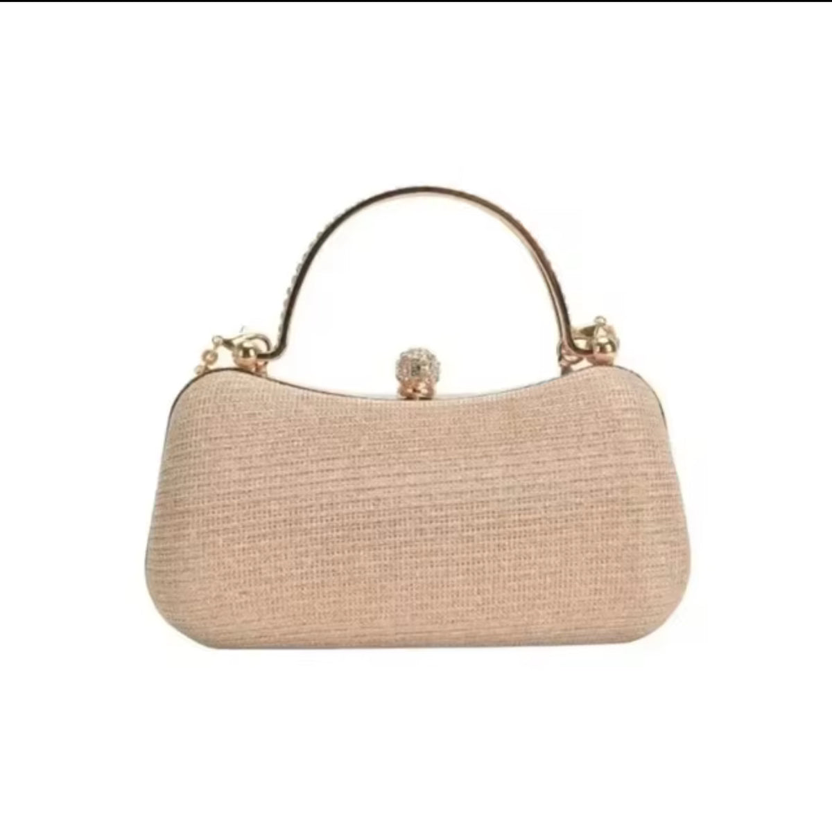 Heart-Shaped Metallic Evening Clutch with Chain – Gold or Silver