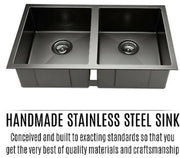 770 × 450 mm Nano-Black Double-Bowl Stainless-Steel Sink