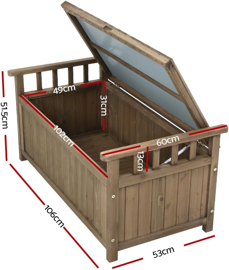 Wooden Outdoor Storage Bench – Brown, Up to 220 kg