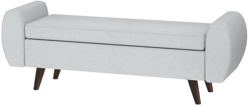140 cm Grey Linen Storage Ottoman with Armrests