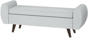 140 cm Grey Linen Storage Ottoman with Armrests
