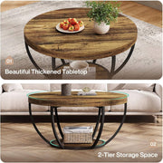 80 cm 2-Tier Round Industrial Coffee Table
