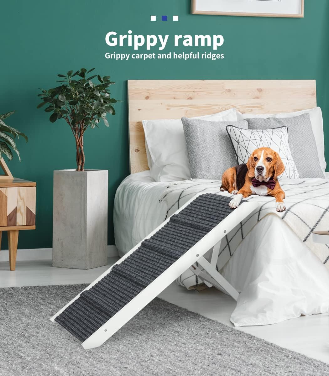 90 cm Folding White Dog Ramp with 3 Height Settings