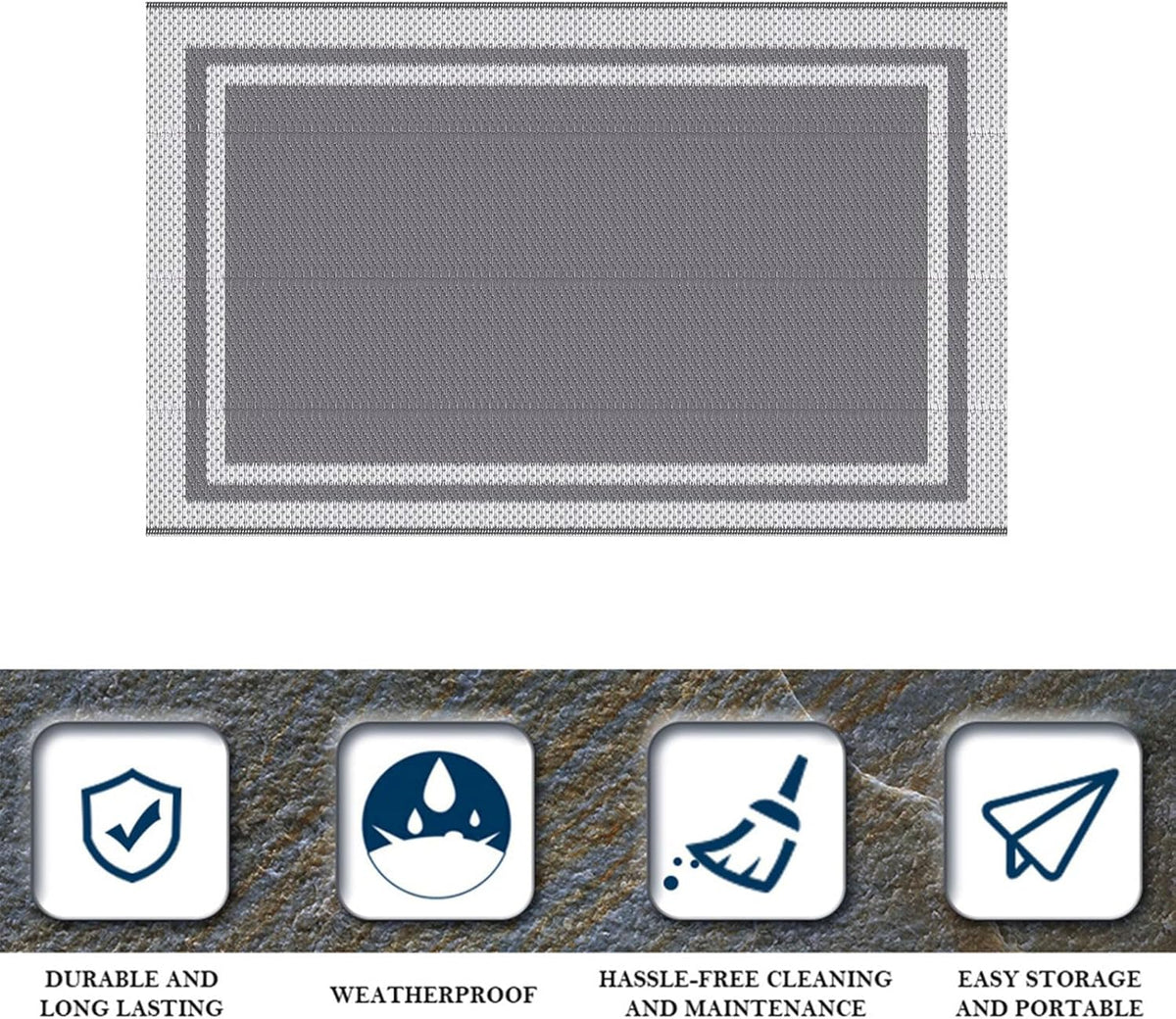 152 × 244 cm Grey & White Reversible Outdoor Rug