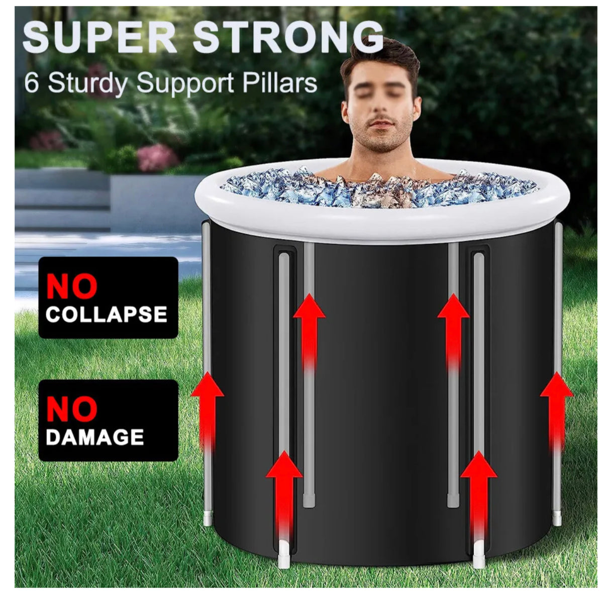 Portable Ice Bath Tub Athletes Cold Hot Water Therapy Folding Bathtub