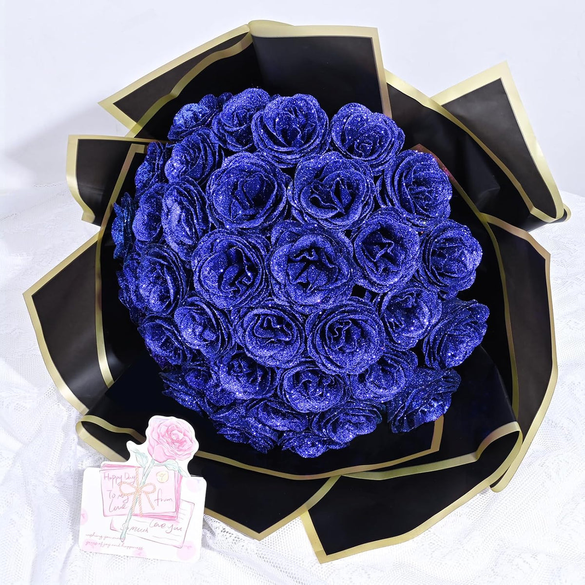 DIY Glitter Rose Bouquet Kit – 24 Artificial Roses