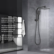 8-Inch Square Twin Shower Rail Set – Chrome or Black