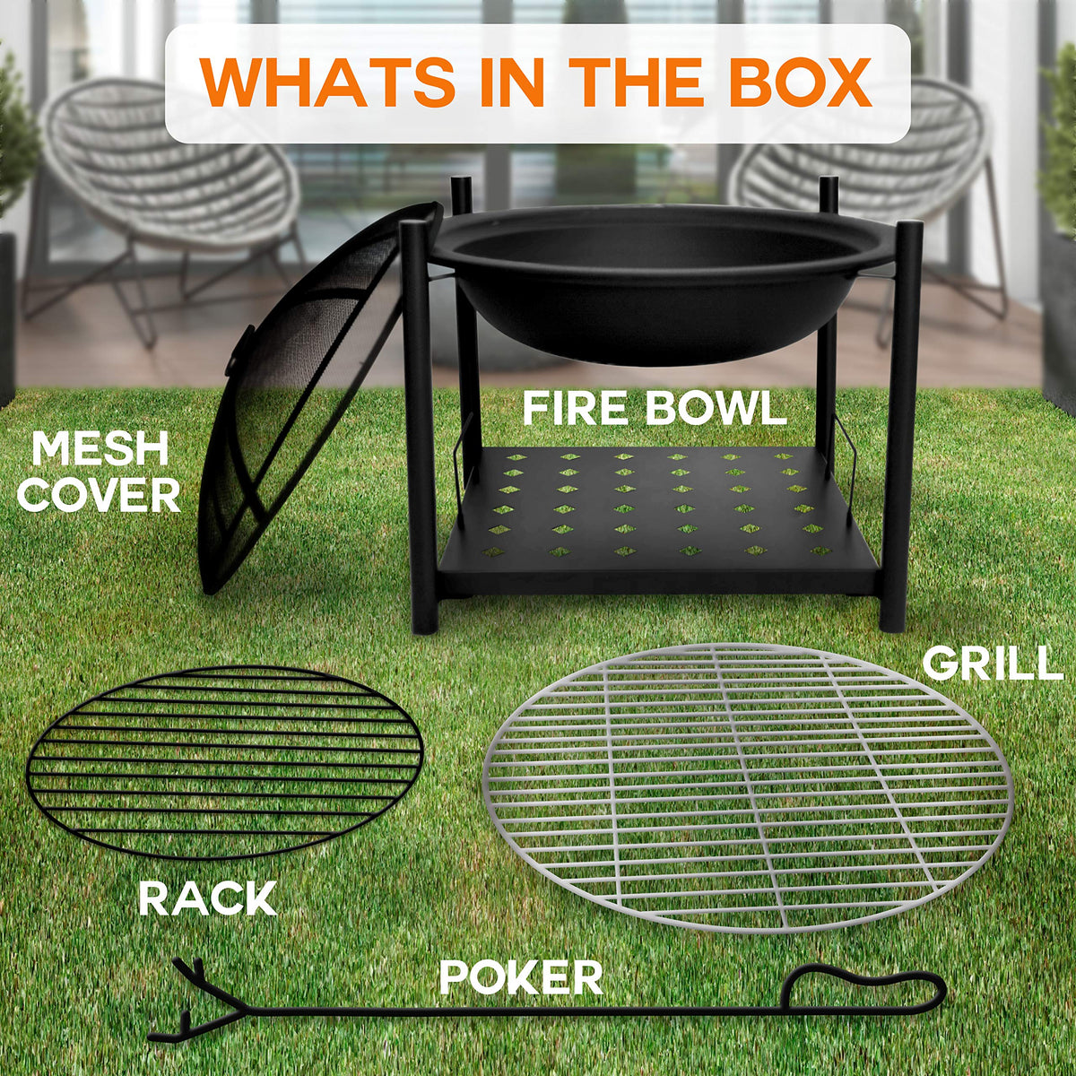 66 cm 2-in-1 Wood Fire Pit & BBQ Grill