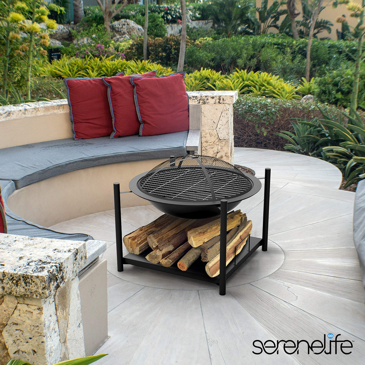 66 cm 2-in-1 Wood Fire Pit & BBQ Grill