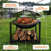 66 cm 2-in-1 Wood Fire Pit & BBQ Grill