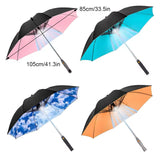 Portable Umbrella For Outdoor Protection | Waterproof Materials 3-in-1 Umbrella With Fan And Sprayer Blue and white cloud