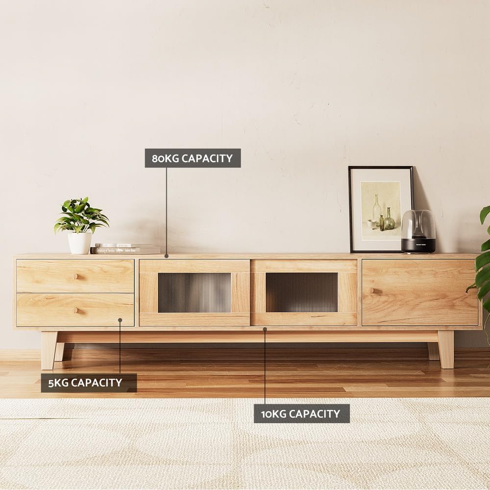 180 cm Pine TV Cabinet with Storage Drawer