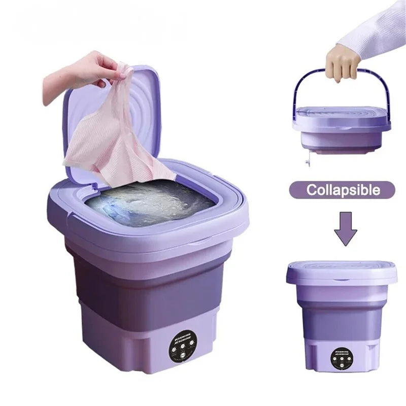 8 L Foldable Mini Washing Machine with Spin Basket