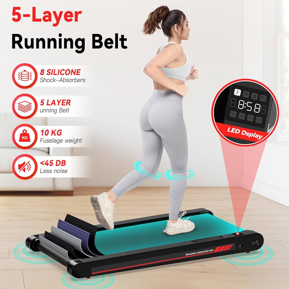 3 in 1 Walking Vibration Pad, Under Desk Treadmill with APP, Portable Treadmills for Home, Walking Pad Treadmill with Remote Control