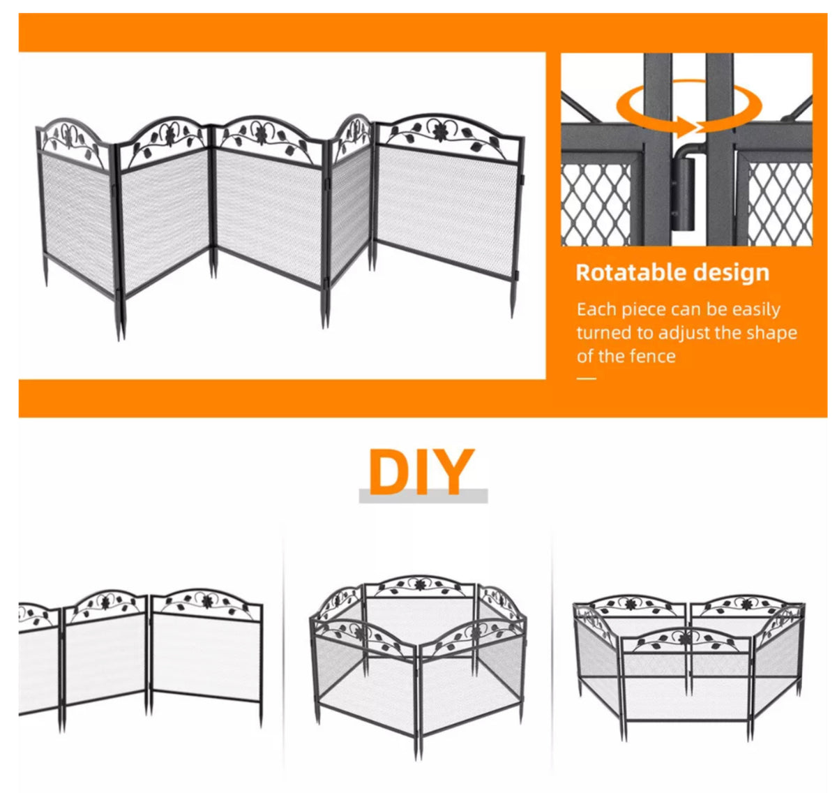 5-Panel Expandable Metal Garden Fence & Pet Barrier
