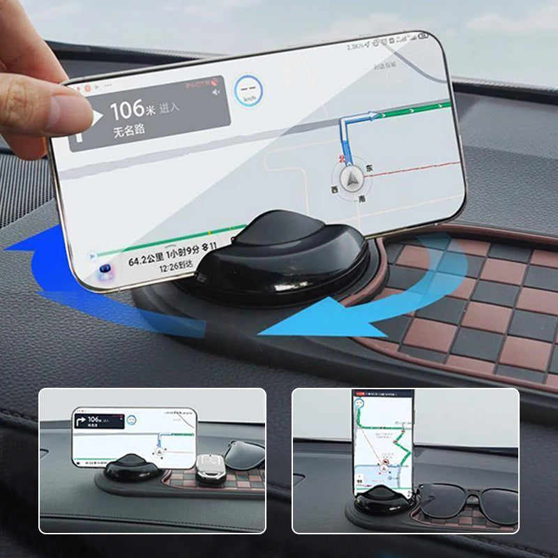 2-in-1 Anti-Slip Dashboard Mat with Rotating Phone Mount