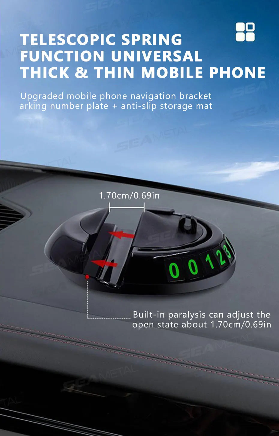 2-in-1 Anti-Slip Dashboard Mat with Rotating Phone Mount
