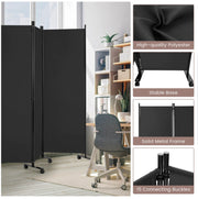 5.6 ft 6-Panel Rolling Room Divider – Black