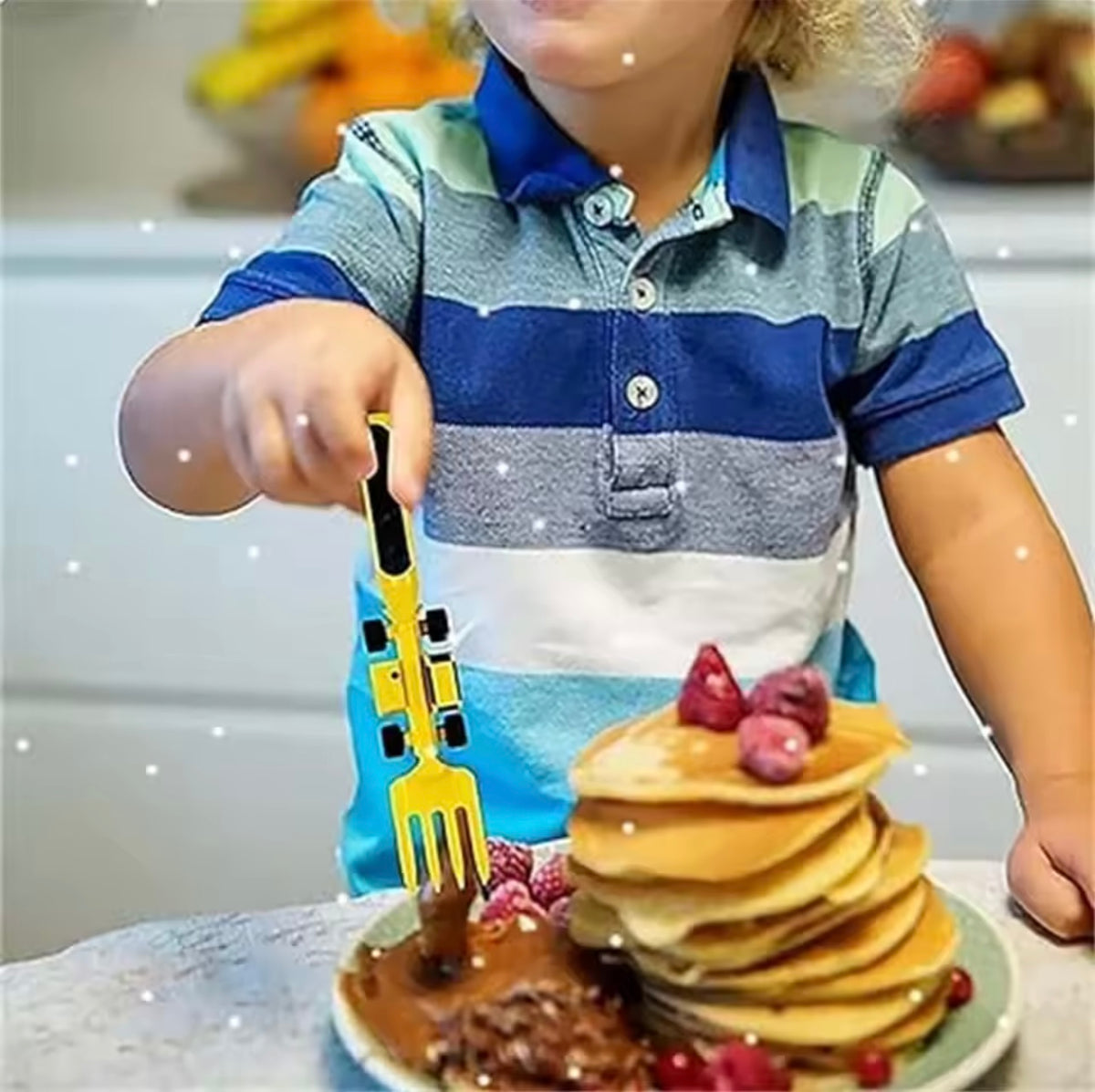 Excavator Fork Spoon Shovel Board Fun Tableware Safe Practical Bulldozer Dinosaur Food Supplement Tableware Set Kitchen Supplies