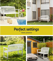 120 cm White Fir-Wood Garden Bench – Up to 300 kg