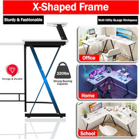L-Shaped Corner Gaming Desk with Large Monitor Riser
