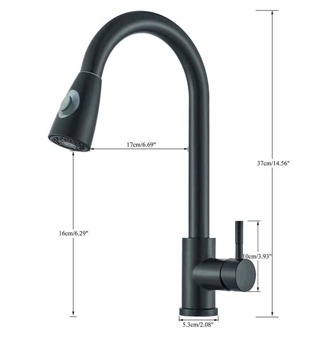 Black 2-Mode Pull-Out Kitchen Mixer Tap – 360° Swivel