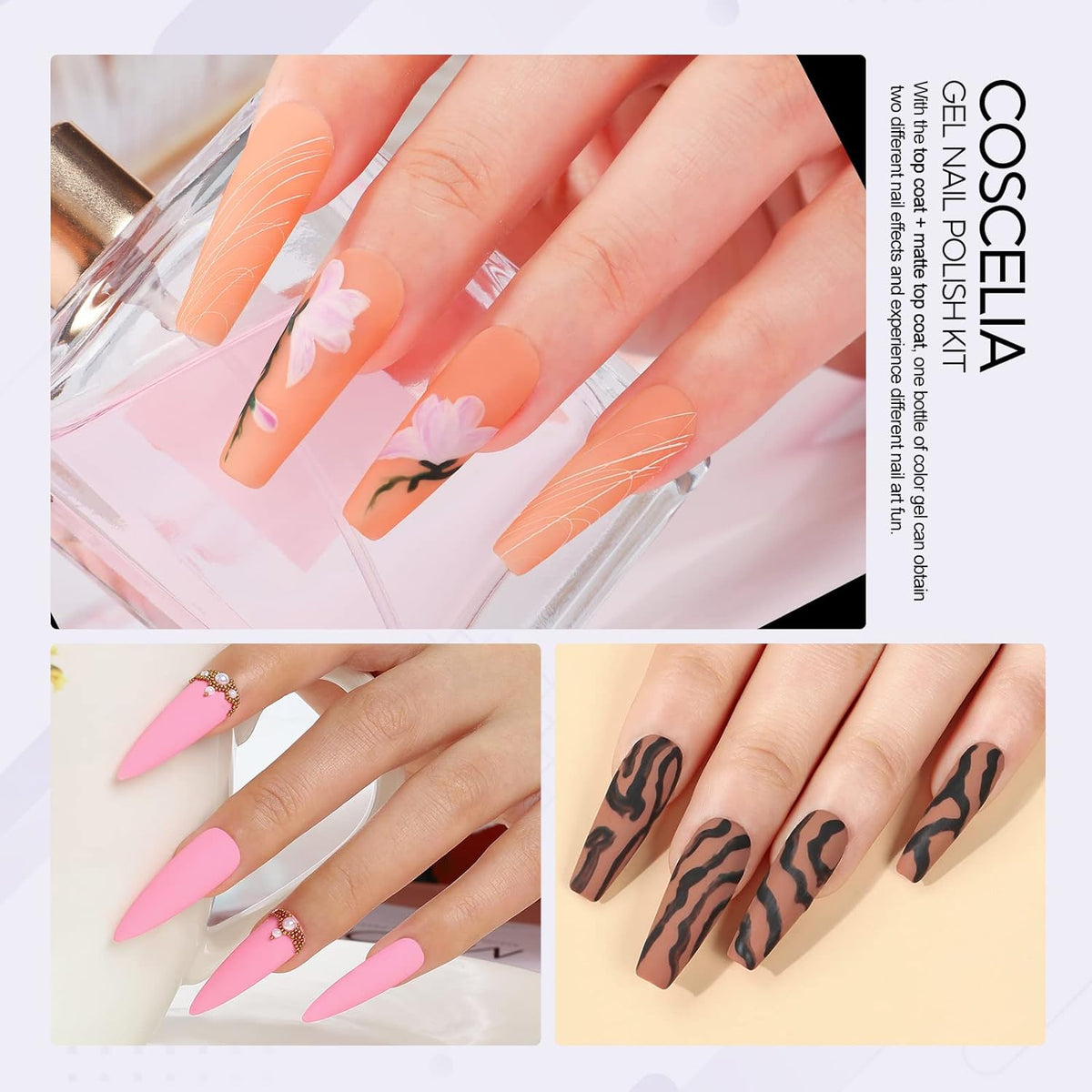 Gel Nail Polish Kit 15 PCS Gel Nail Polishes 36W LED U V Nail Lamp for Nails Soak off Base Coat Top Coat Glossy Matte Top Gel Polish and Nail Manicure Tools Nail Decoration DIY Starter Kit