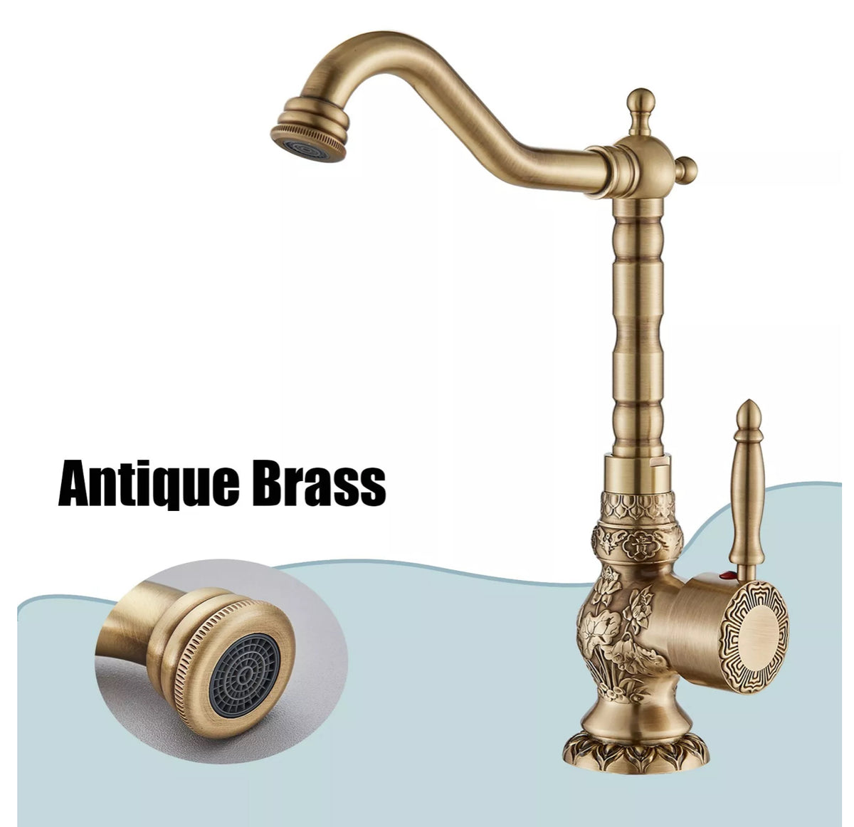 Antique Brass Single-Lever Bathroom Basin Mixer Tap