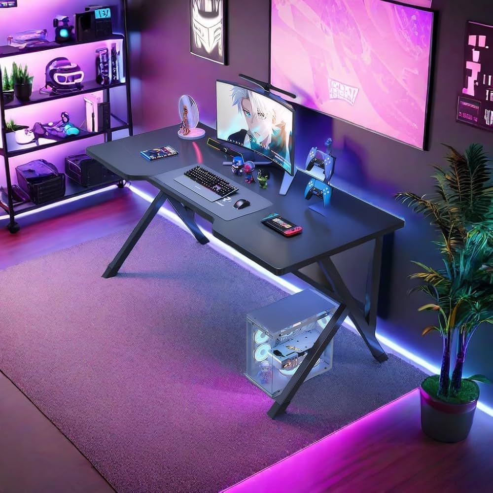 100 cm Black K-Shaped Gaming & Office Desk