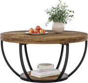 80 cm 2-Tier Round Industrial Coffee Table