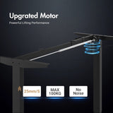 Electric Standing Desk Adjustable Height Ergonomic Sit Stand up Desk 120cm Walnut Splice Board Table Top+Black Frame