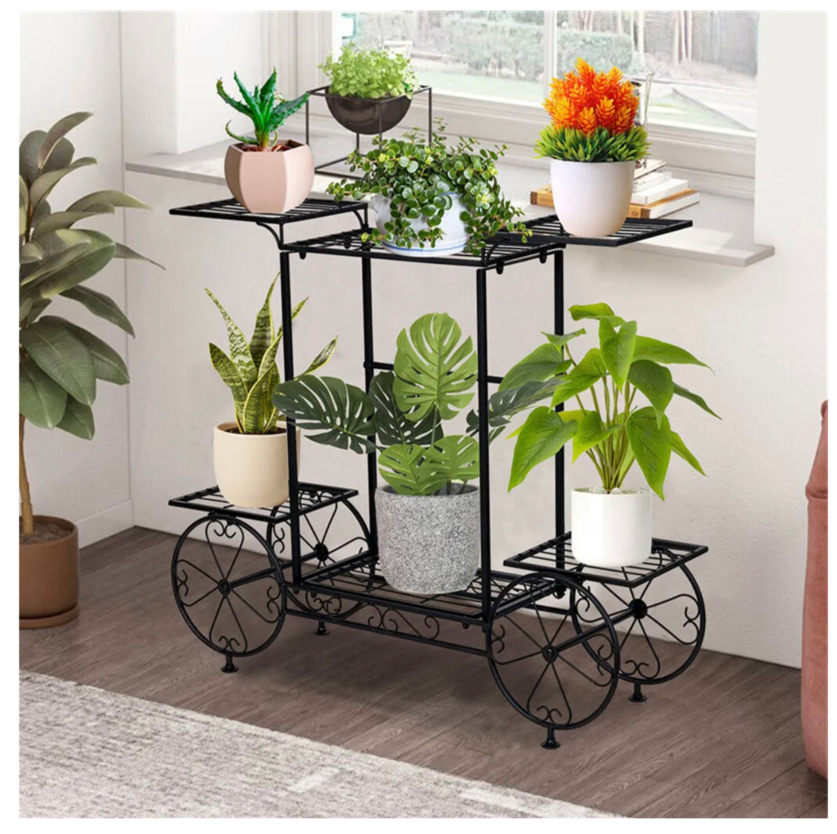 6-Tier Parisian-Style Metal Plant Stand – Black