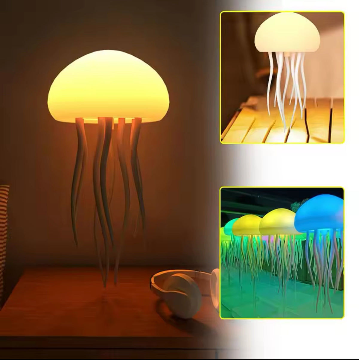 Swimming Sound-activated Jellyfish Lamp Spirit Touch Feet Full Color Gradient Color Can Be Hung Or Stand Ambient Light