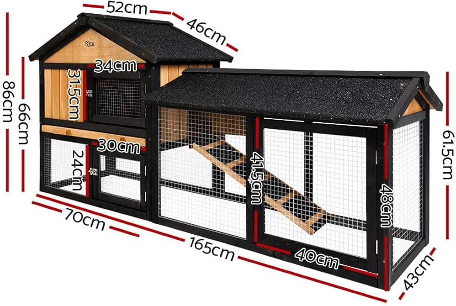 Chicken Coop Large Rabbit Hutch, Coops Wooden Pet House Run Cage Walk in Door Guinea Pig Ferret Feeder Bunny Hen Chook, Outdoor Metal Roof Tray Hatch Nesting Box Farm DIY