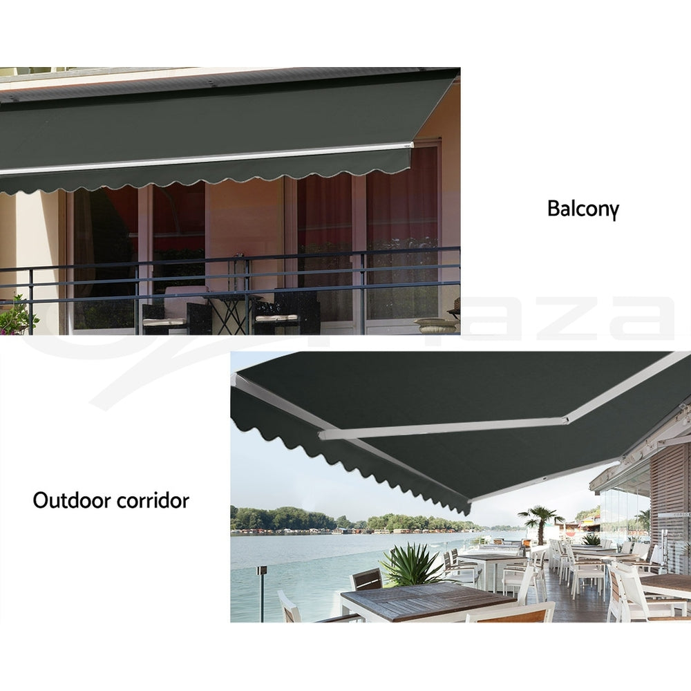 Instahut Folding Arm Outdoor Awning Retractable SunShade Window Canopy Grey
