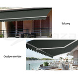 Instahut Folding Arm Outdoor Awning Retractable SunShade Window Canopy Grey