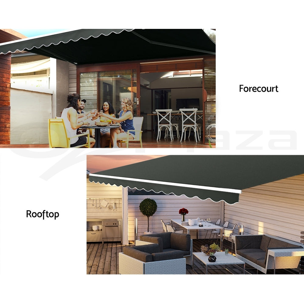 Instahut Folding Arm Outdoor Awning Retractable SunShade Window Canopy Grey