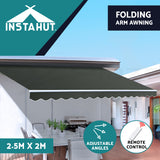 Instahut Folding Arm Outdoor Awning Retractable SunShade Window Canopy Grey