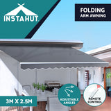 Instahut Folding Arm Outdoor Awning Retractable SunShade Window Canopy Grey