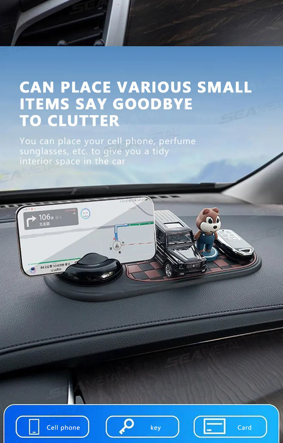 2-in-1 Anti-Slip Dashboard Mat with Rotating Phone Mount