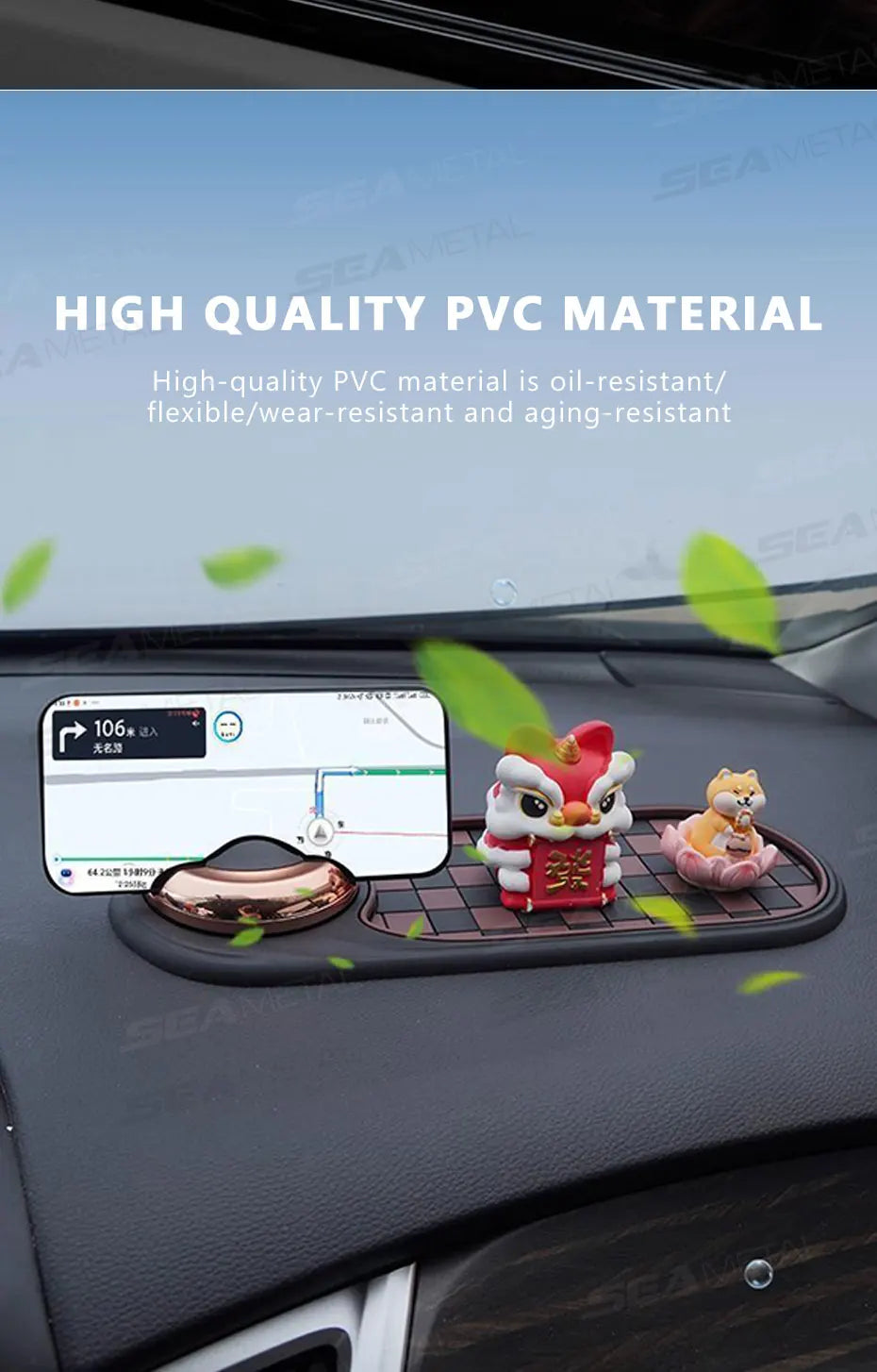 2-in-1 Anti-Slip Dashboard Mat with Rotating Phone Mount
