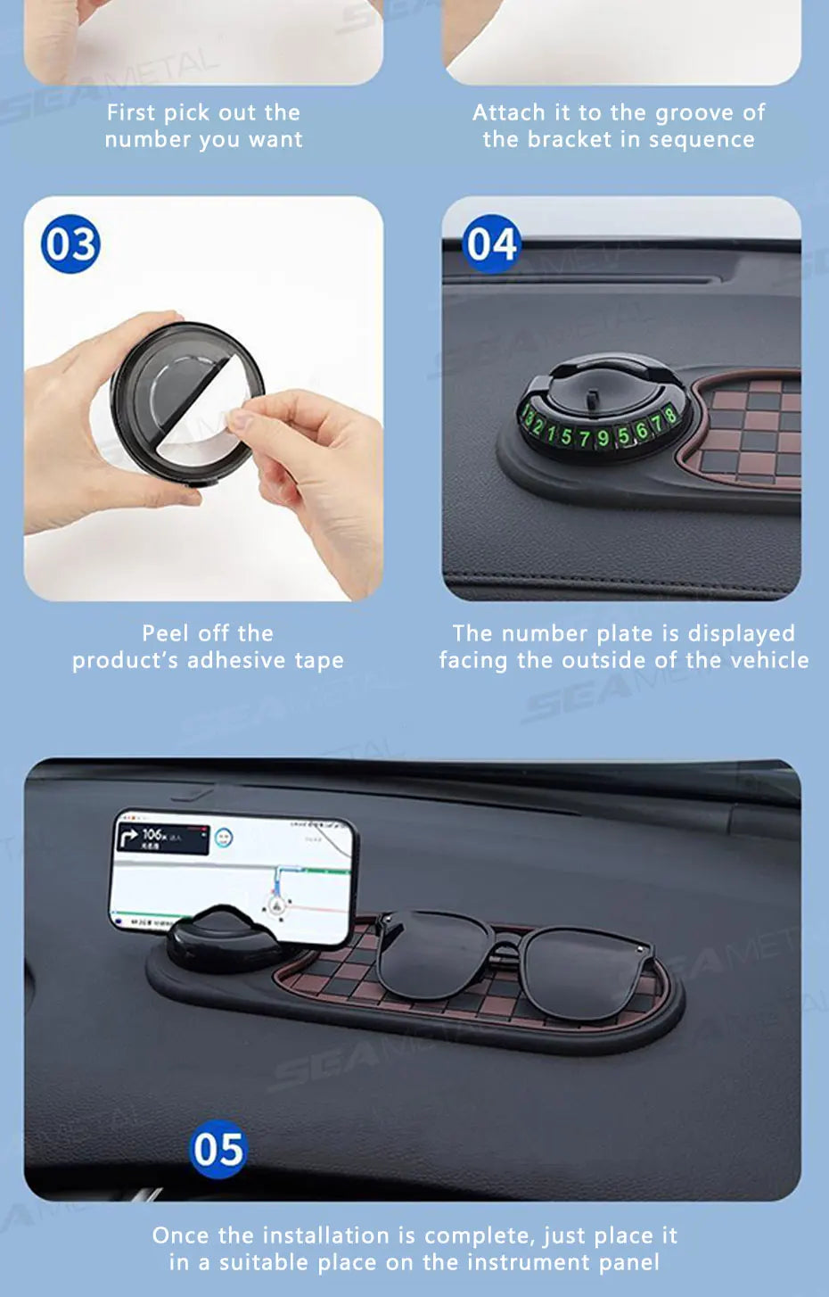 2-in-1 Anti-Slip Dashboard Mat with Rotating Phone Mount