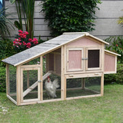168 cm Wooden Chicken Coop & Rabbit Hutch with Run & Hatching Box