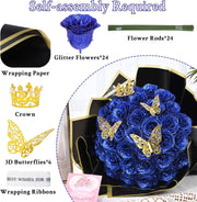 DIY Glitter Rose Bouquet Kit – 24 Artificial Roses