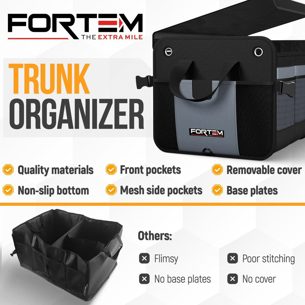 65 L Collapsible Car Boot Organiser – Grey