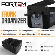 FORTEM 65L Collapsible Car Boot Organiser – Grey