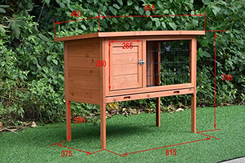 91.5 cm Wooden Small Animal Hutch with Run & Pull-Out Tray