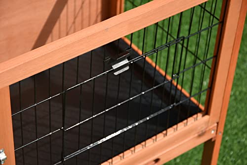 91.5 cm Wooden Small Animal Hutch with Run & Pull-Out Tray
