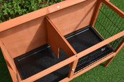 91.5 cm Wooden Small Animal Hutch with Run & Pull-Out Tray